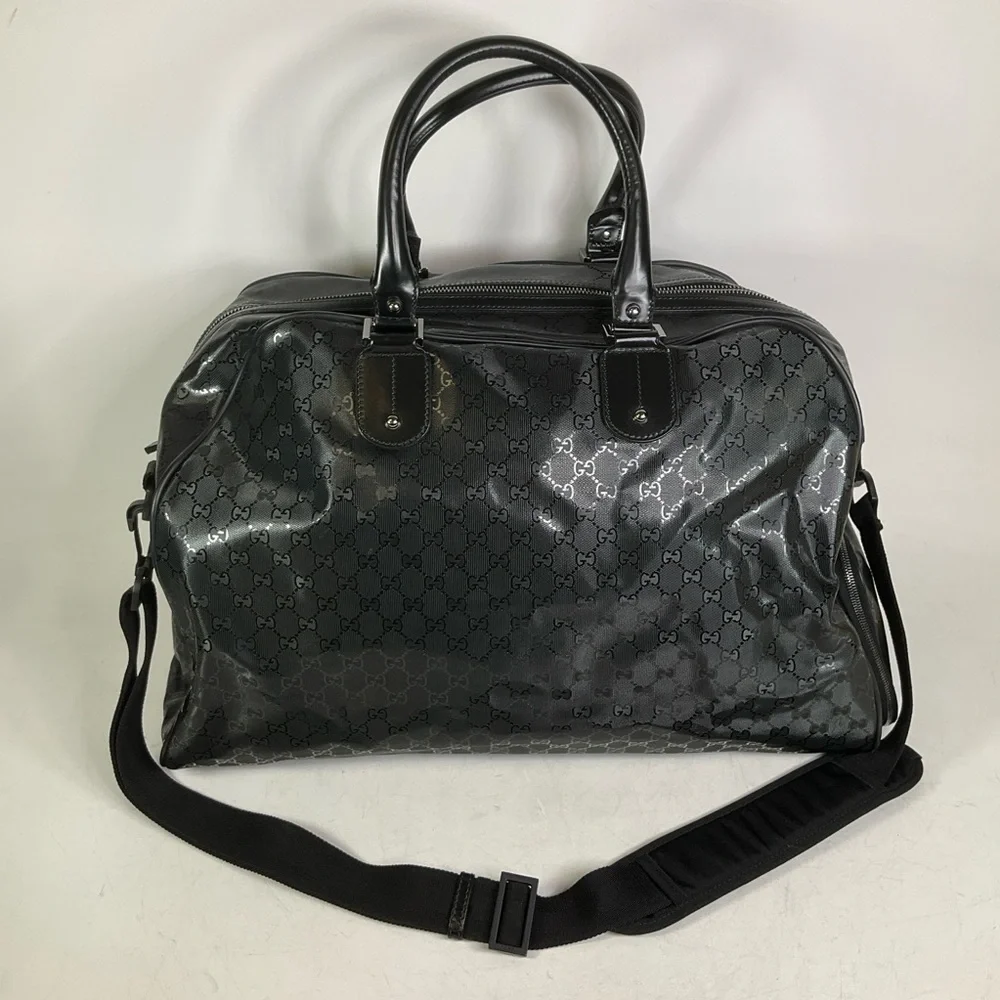 Gucci Imprime GG Logo Black Coated Canvas Large Duffle Bag